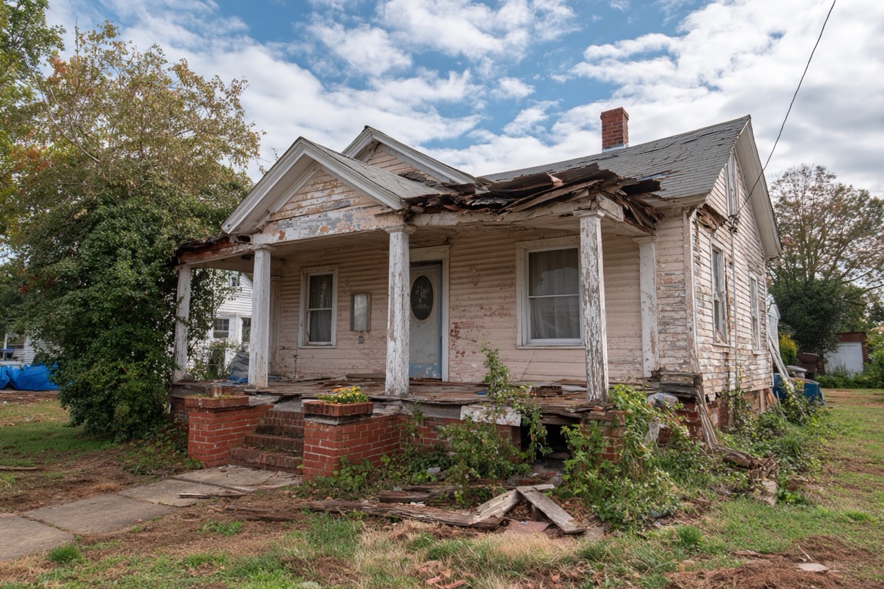 Distressed Virginia home requiring repairs and renovation