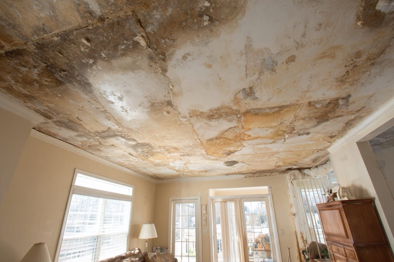 Water damaged interior of a Virginia home showing flood damage