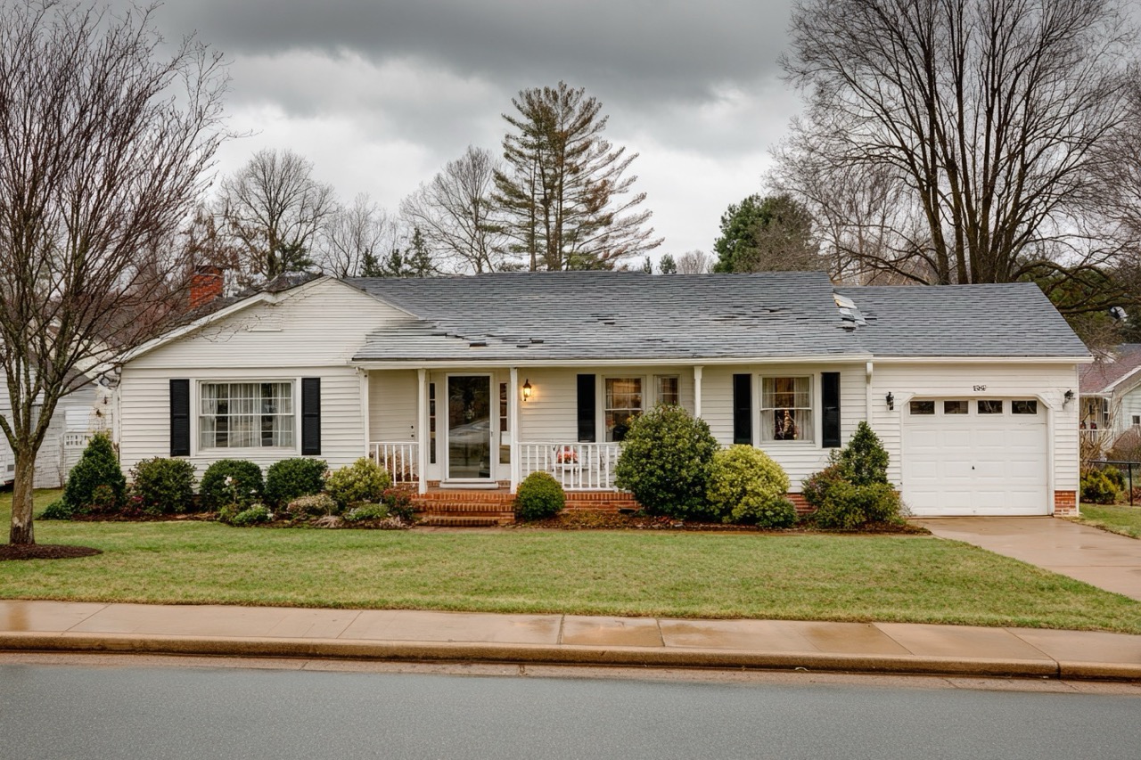 Storm damaged house in Virginia with visible roof and siding damage